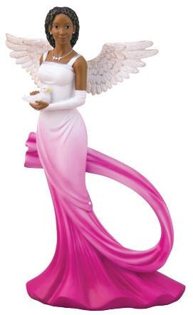 Graceful Angel with sash in fuchsia - figurine