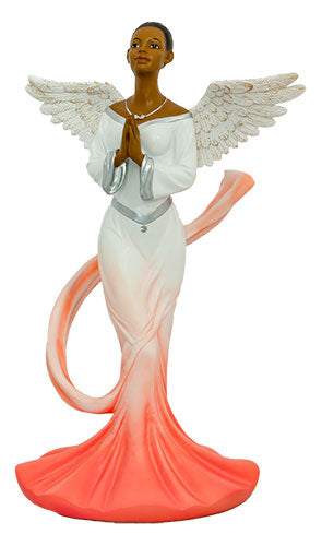 Graceful Angel with sash in peach - figurine