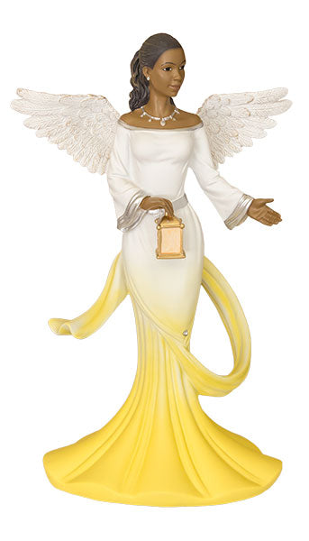 Graceful Angel with sash in yellow - figurine