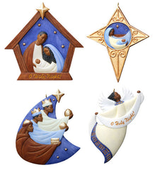 Nativity Scene - flat ornaments - set of four