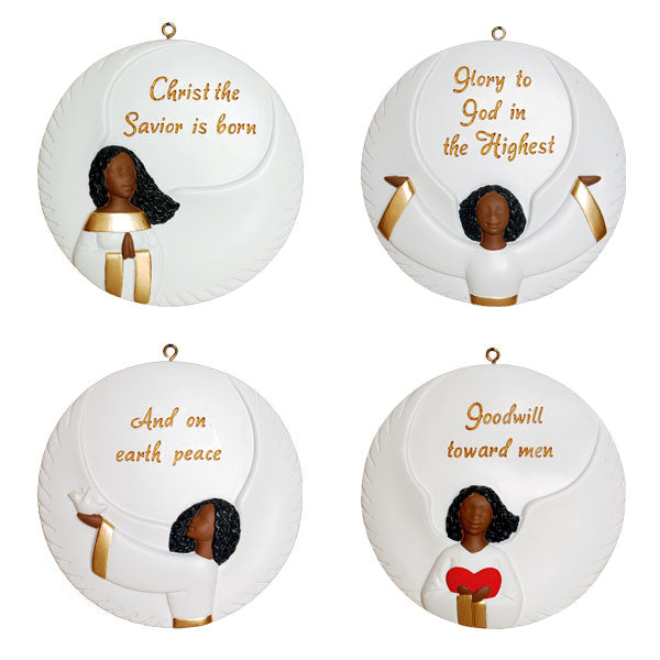 Angel Ornaments - round & flat - set of four