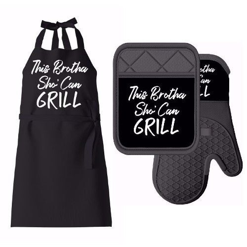 This Brotha Can Grill - kitchen apron-mitts