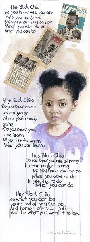 Hey Black Child - Girl - 15x39 - limited edition giclee - Kenneth Gatewood